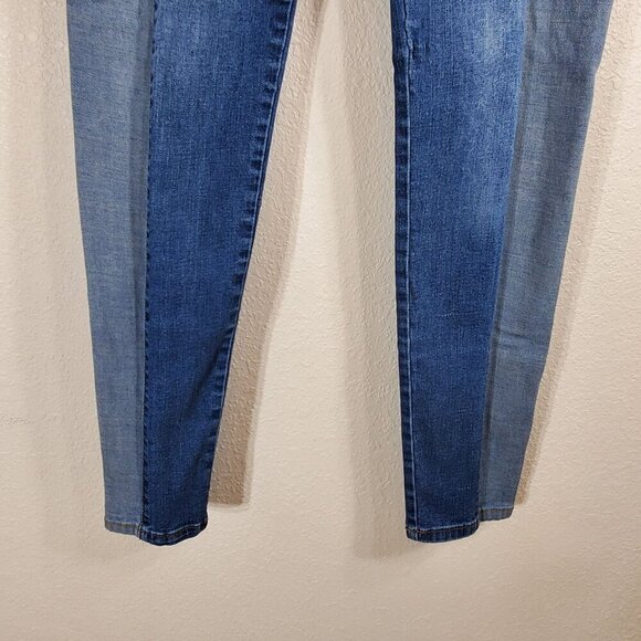 L&B Womens Boyfriend Jeans Size 4 Lucky & Blessed Two-Tone Patchwork Denim - Picture 9 of 12